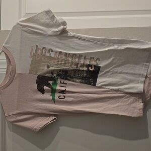 California Split Design T-Shirt - Pink and White